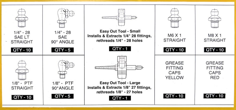 LockNLube Complete Grease Fitting Replacement Kit - SAE and metric Zerks, multi-tools, fitting caps - Image 5